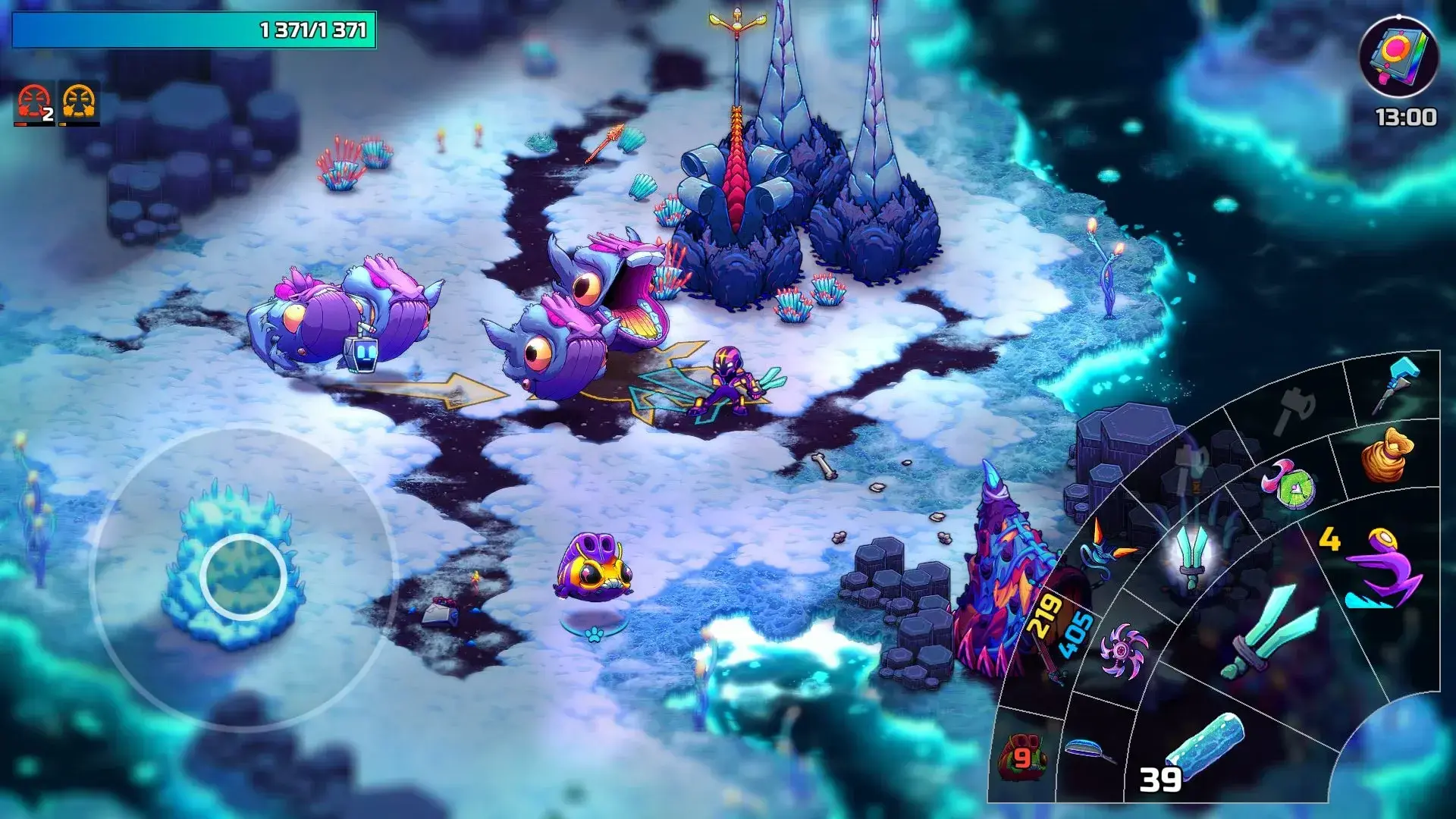 Obrazek z gry Crashlands 2 przedstawiający elementy eksploracji